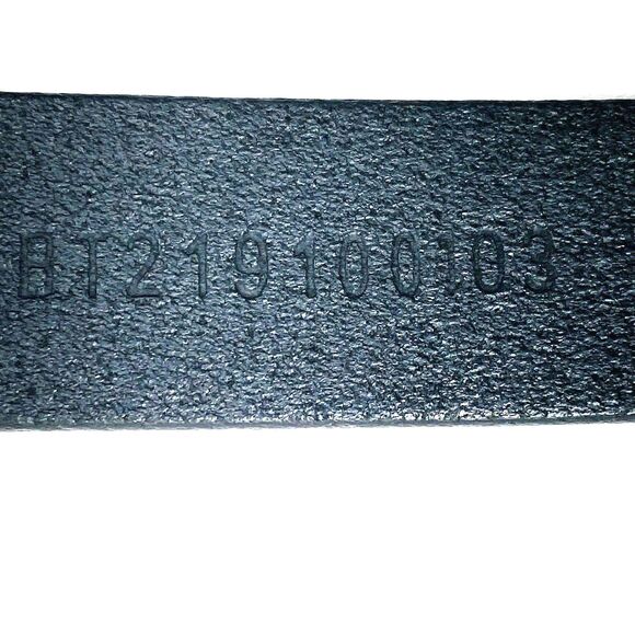 Fossil Vtg Logo Belt Skinny Black Leather Silver M L Unisex fits 31-35.5 waist - Picture 7 of 13